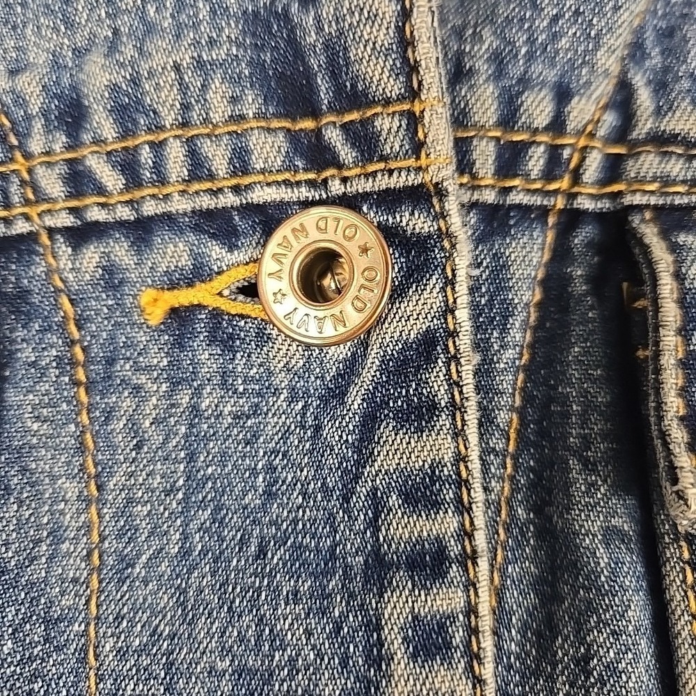 Vintage Old Navy Denim Trucker Jacket Size Medium Fleece Lined Faded Wash Y2K - Picture 5 of 16